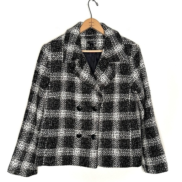 East 5th | Black and White Double Breasted Short Coat Size Large - Picture 1 of 7